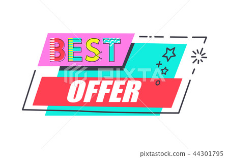 Best Offer Promo Label Rectangle Decorated by Star Best Offer Promo Label Rectangle Decorated by Star 44301795
