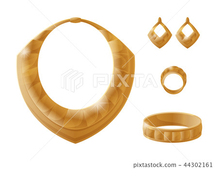Golden Jewelry Pieces Vector Illustration Golden Jewelry Pieces Vector Illustration 44302161