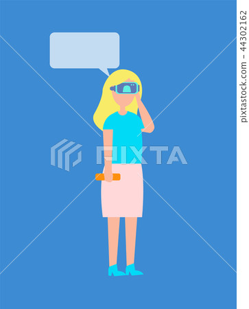 Woman in Virtual Reality Glasses Chatting Vector Woman in Virtual Reality Glasses Chatting Vector 44302162