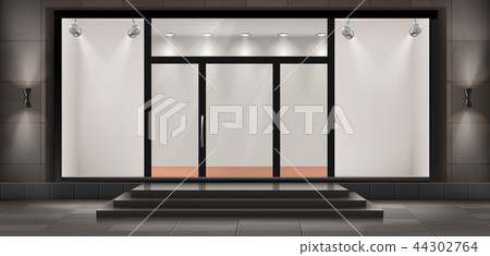 Vector storefront, empty illuminated showroom 44302764