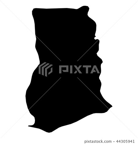 Ghana - solid black silhouette map of country area. Simple flat vector illustration Ghana - solid black silhouette map of country area. Simple flat vector illustration 44305941