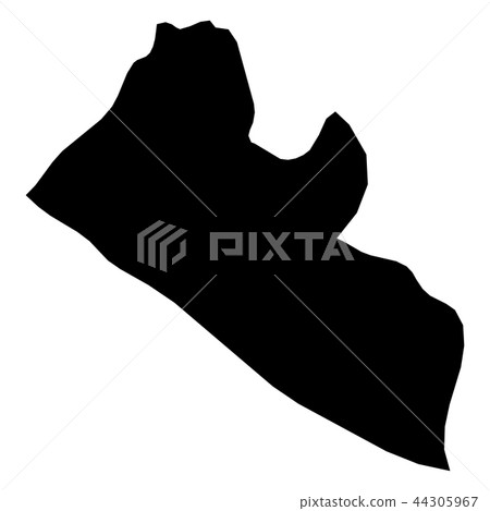 Liberia - solid black silhouette map of country area. Simple flat vector illustration 44305967