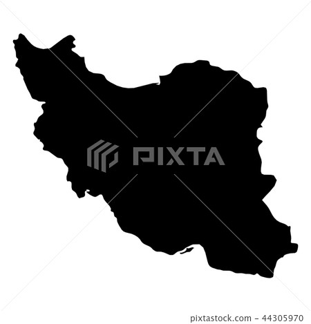 Iran - solid black silhouette map of country area. Simple flat vector illustration 44305970