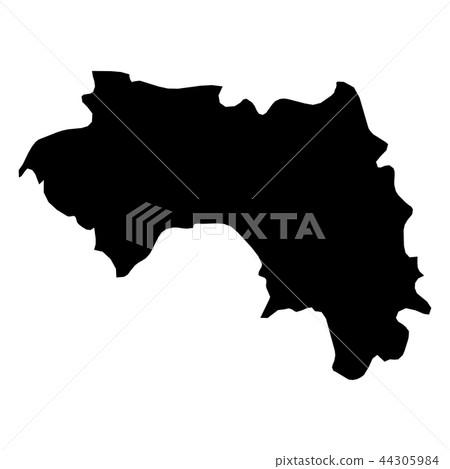 Guinea - solid black silhouette map of country area. Simple flat vector illustration 44305984