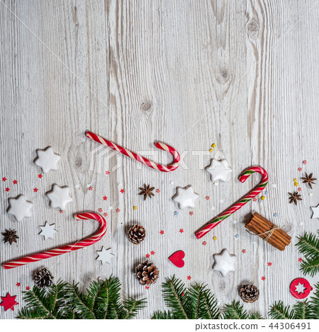 Christmas background on the wooden desk Christmas background on the wooden desk 44306491