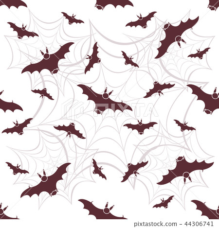 Halloween vector seamless pattern with web and bat - Stock Illustration ...