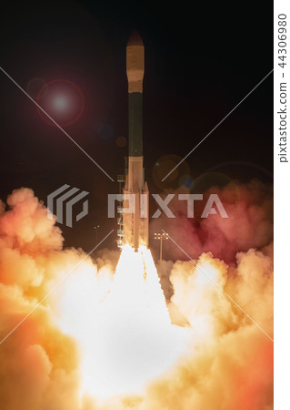 Missile launch at night. Missile launch at night. 44306980