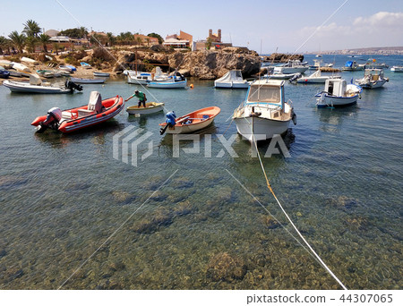 Moored fishing boats Moored fishing boats 44307065