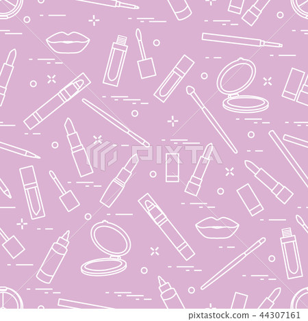 Seamless pattern of different lip make-up tools 44307161
