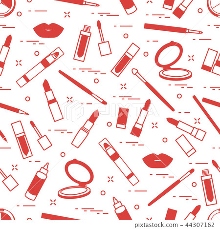 Seamless pattern of different lip make-up tools Seamless pattern of different lip make-up tools 44307162