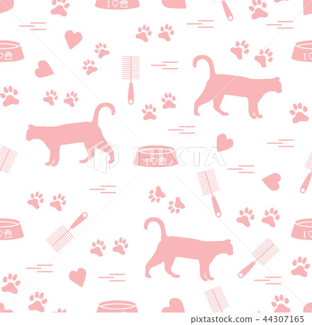 Nice pattern of silhouette walking cat, traces, Nice pattern of silhouette walking cat, traces, 44307165