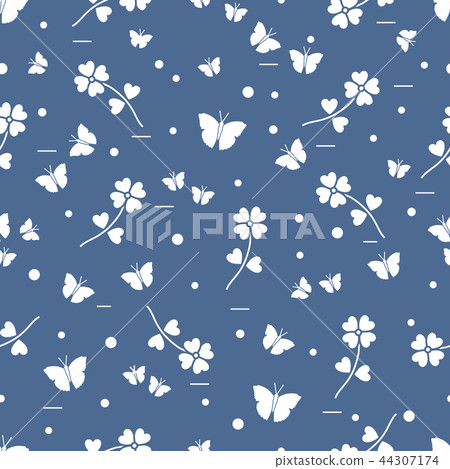 Seamless pattern with shamrock and butterflies Seamless pattern with shamrock and butterflies 44307174