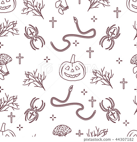 Halloween seamless pattern Pumpkin, spider, snake 44307182