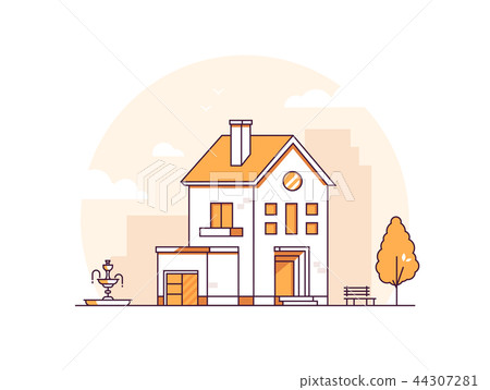 Apartment house - modern thin line design style vector illustration 44307281