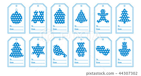 Gift tags with new year and christmas symbols with 44307302