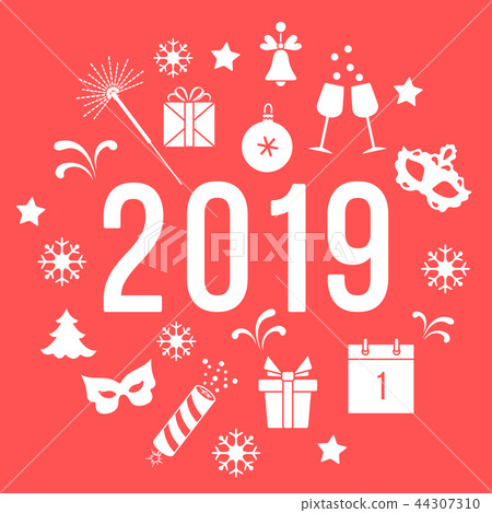 Gift, fireworks, glasses, fir-tree, mask, calendar 44307310