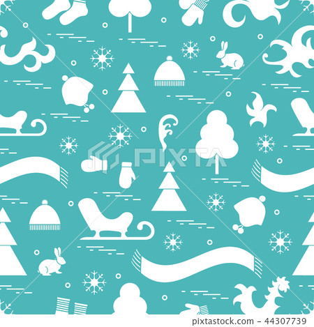Seamless pattern with variety winter elements: Seamless pattern with variety winter elements: 44307739
