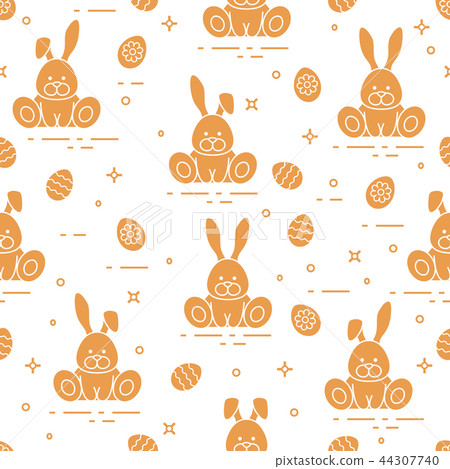 Pattern with Easter rabbits, decorated eggs 44307740
