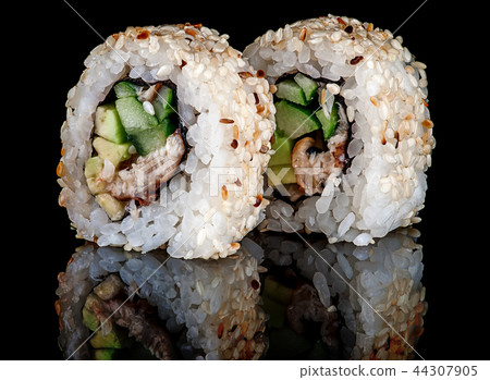 Closeup two sushi rolls california Closeup two sushi rolls california 44307905