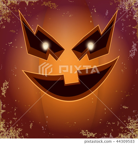 Halloween cartoon scary pumpkin with face . Vector cartoon Illustration of Carved pumpkin into jack 44309583
