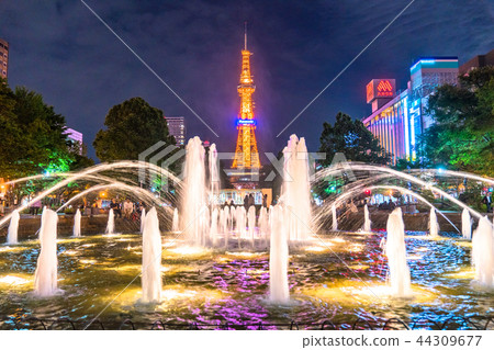 “北海道”“北海道”札幌大通公園·電視塔的夜景 44309677