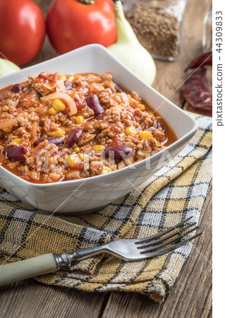 Chili con carne in a bowl. 44309833