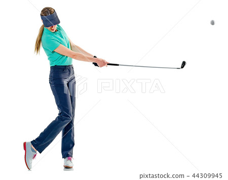 woman golfer golfing isolated 44309945