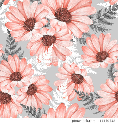 Floral seamless pattern. Watercolor chrysanthemums 5 Floral seamless pattern. Watercolor chrysanthemums 5 44310138