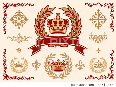 冠，月桂樹，裝飾品集，矢量 44310232