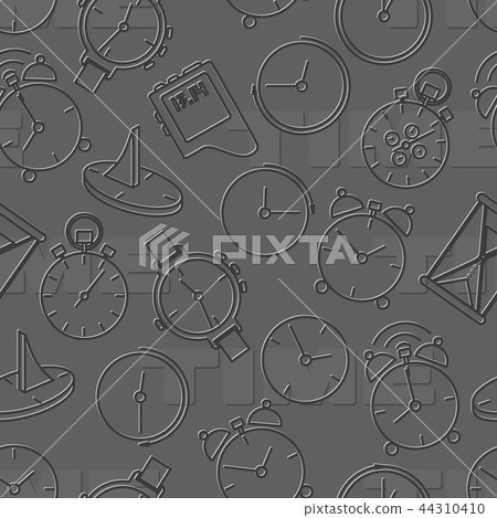 Seamless pattern composed of images hours. Seamless pattern composed of images hours. 44310410