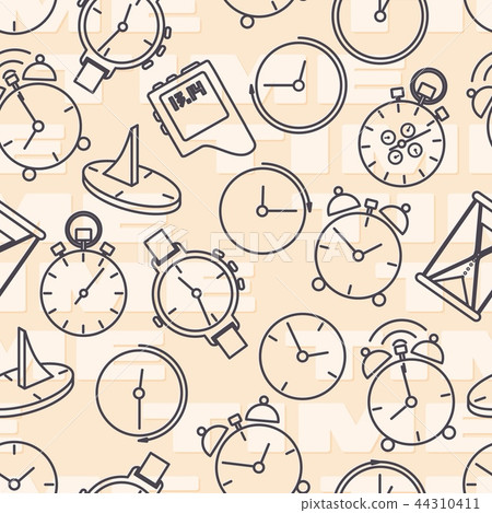 Seamless pattern composed of images hours. Seamless pattern composed of images hours. 44310411
