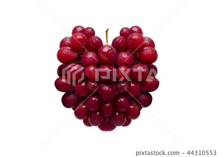 Fresh red grapes in the form of heart isolated Fresh red grapes in the form of heart isolated 44310553