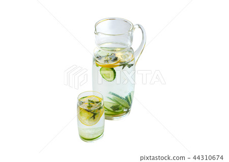 Composition of ginger, lime, lemon, mint isolated Composition of ginger, lime, lemon, mint isolated 44310674