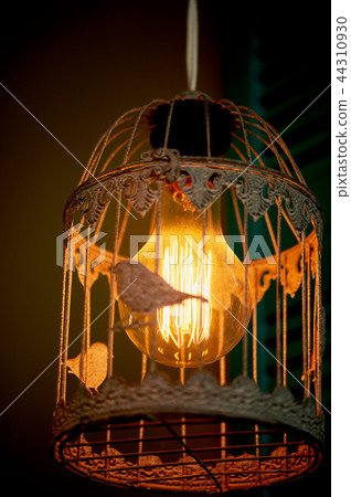 Bulbs Erickson suspended with the cells with the decoration bird.Yellow warm lamp light 44310930