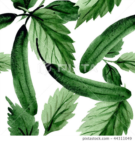 Watercolor brugmansiya yellow flowers. Floral botanical flower. Seamless background pattern. 44311049