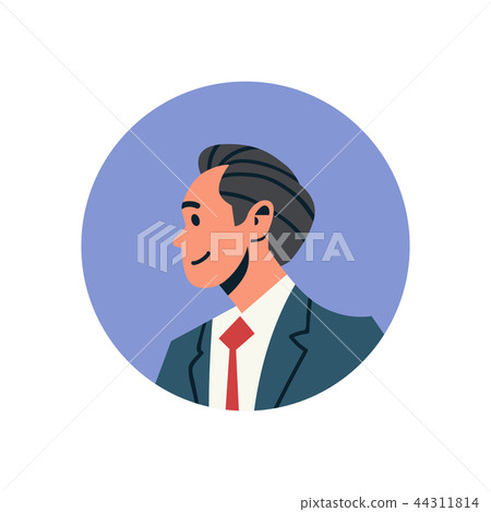 Brunette Businessman Avatar Man Face Profile... - Stock Illustration ...