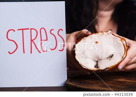 Overweight woman with huge piece of bacon Overweight woman with huge piece of bacon 44313039