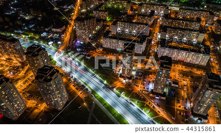Khabarovsk night view of the city district Erofey arena. shooting with quadrocopter 44315861