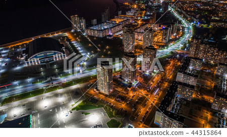 Khabarovsk night view of the city district Erofey arena. shooting with quadrocopter 44315864