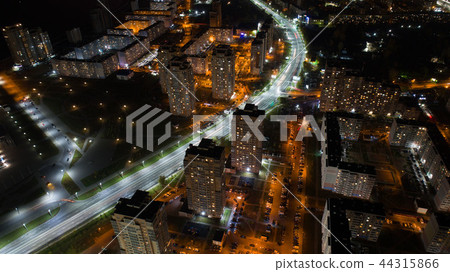 Khabarovsk night view of the city district Erofey arena. shooting with quadrocopter Khabarovsk night view of the city district Erofey arena. shooting with quadrocopter 44315866