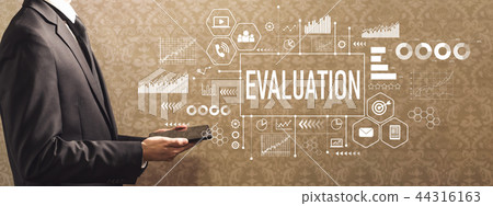 Evaluation with businessman holding a tablet computer  44316163