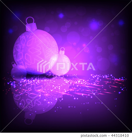 Christmas dark composition of violet shade with silhouettes of Christmas balls with reflection. Christmas dark composition of violet shade with silhouettes of Christmas balls with reflection. 44318410