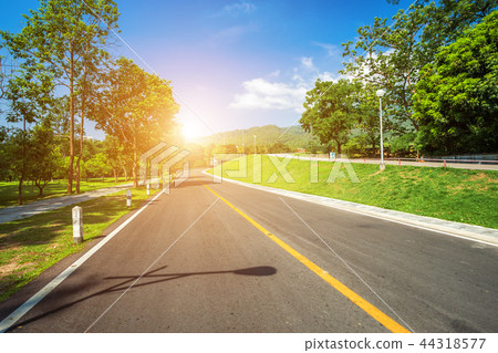 Along road landscape view Mountain blue sky 44318577