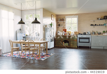 Modern Country Style Kitchen Stock Illustration 44319019 Pixta