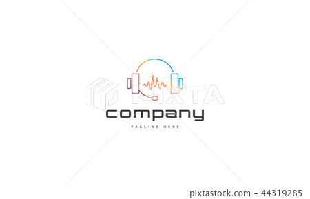 The logo shows the headphones between which is a musical wave. 44319285