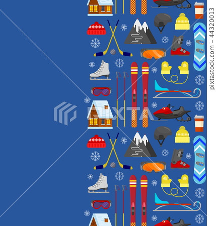 pattern with winter equipment pattern with winter equipment 44320013