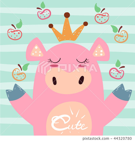 Cute princess pig illustration. Symbol 2019  44320780