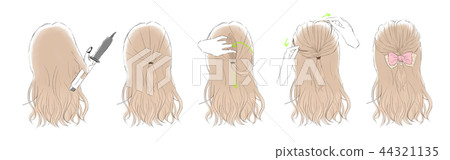 Kururinpa Half Up Hair Arrangement How To Stock Illustration 44321135 Pixta https www pixtastock com illustration 44321135