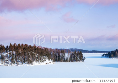 Snowy islands of Saimaa lake. Finland, winter Snowy islands of Saimaa lake. Finland, winter 44322591