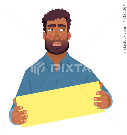 African man holding blank card 44325367